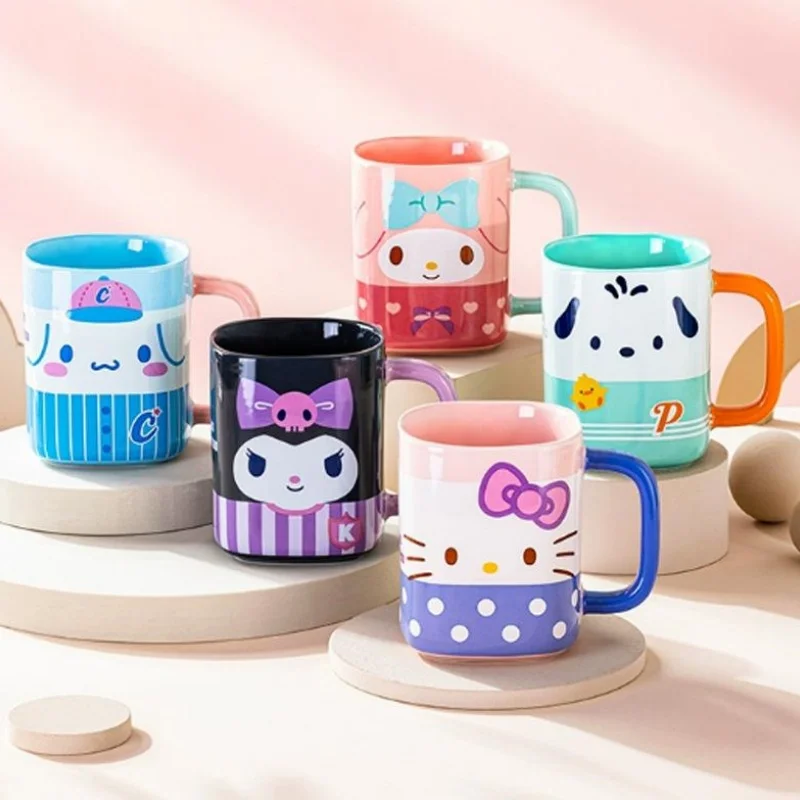 

Kawaii Hello Kitty мультфильм My MelykuromiCinnamorollPochacco керамическая кружка Sanrio милая квадратная пара чашка для воды подарок на праздник новый