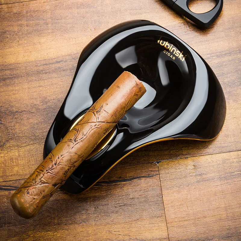 

Керамическая пепельница для сигар, позолоченная с одним слотом, креативная индивидуальная пепельница, аксессуары, модные мужские подарки, держатель для пепельницы