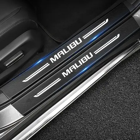 Carbon Fiber Car Threshold Protective Sticker Door Sill Scuff Plate for MALIBU Logo Trunk Bumper Anti Scratch Strips