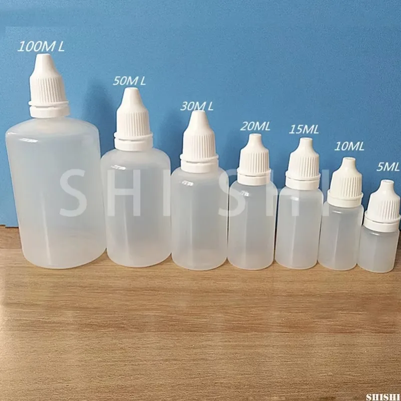 50pcs Plastic Dropper Bottle Squeezable Container Refillable Oil Painting Tools 5ml 10ml 15ml 20ml 30ml 50ml 100ml