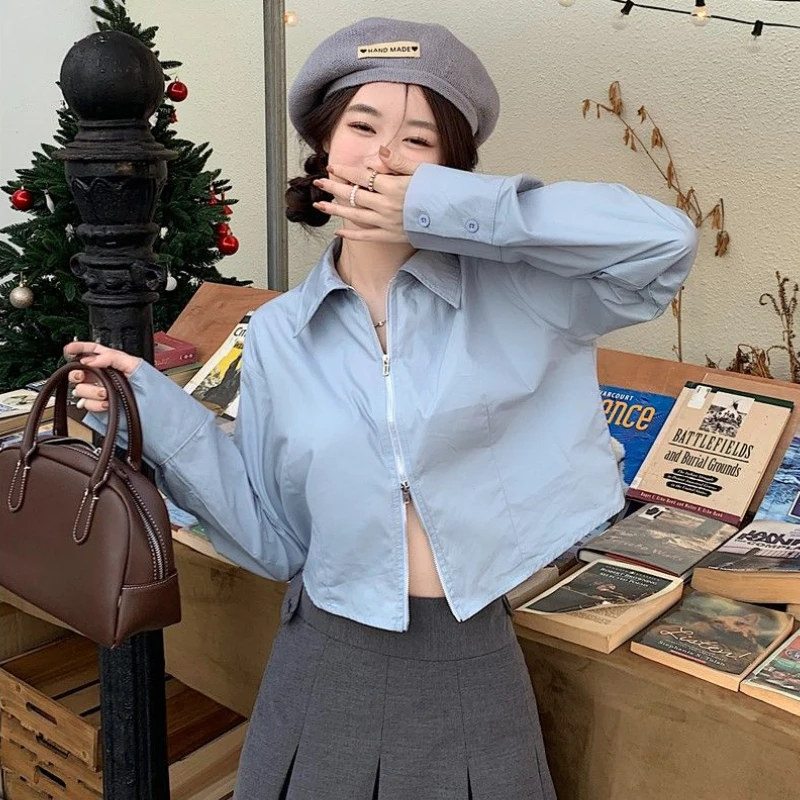 

Zipper Jackets Women Loose Vintage Long-sleeve Sun-proof Casual All-match Preppy Style Fashion Tender Young Korean Version Chic