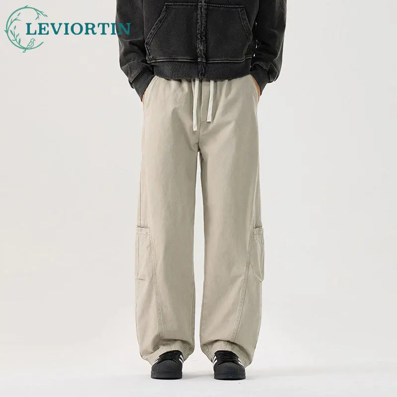 

Men's Autumn 2025 Youth Popular Style Fashionable and Versatile Elastic Waist Design Loose and Simple Straight Tube Casual Pants