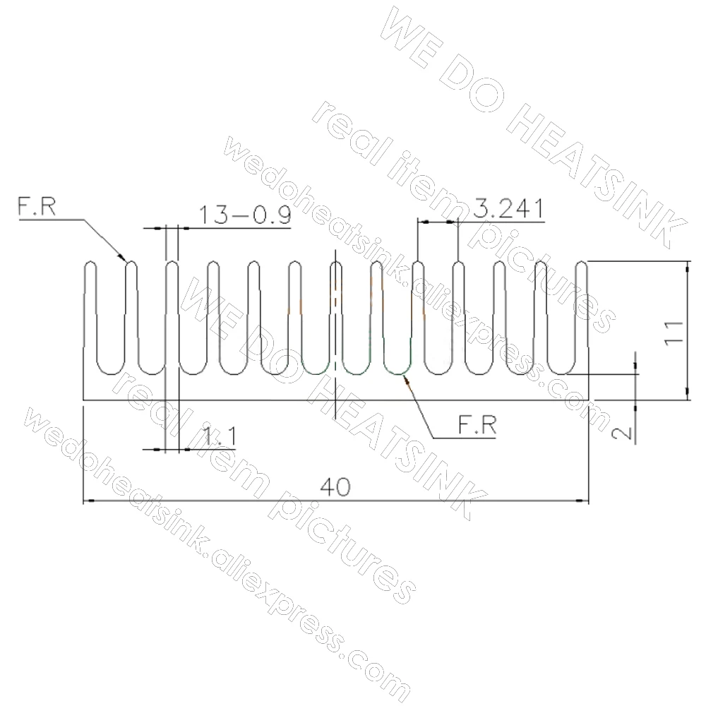 40x40x11mm Thick Extruded DIY Silver Heatsink Cooler Thermal Self Adhesive Aluminum Heatsink Electronic IC LED Radiators