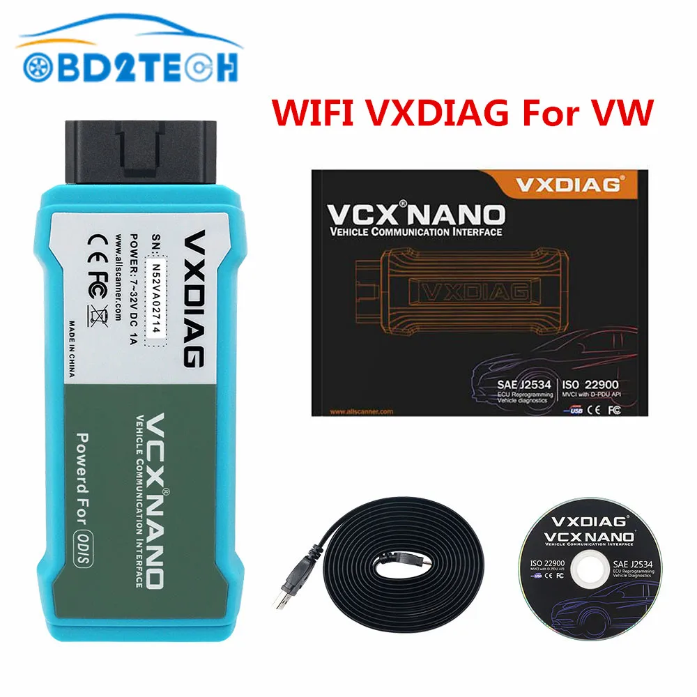 2025 New VXDIAG For VW Car OBD2 Diagnostic Tool For VW/AUDI/Skoda/Seat/Bentley Scanner WIFI/USB ECU programming J2534 Protocol