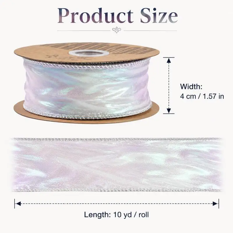 40 mm breites, 10 Yards pro Rolle Fischschwanz-Organzaband, für DIY-Geschenkverpackungen, Schleifen, Blumensträuße, Kränze und Nähzubehör. – Detail 2