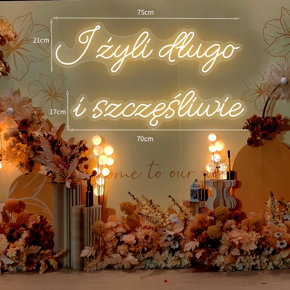 

Big 75cm Custom Neon Light LED Neon Sign For a long time and happily Sign for Wedding Birthday Room Home Decoration