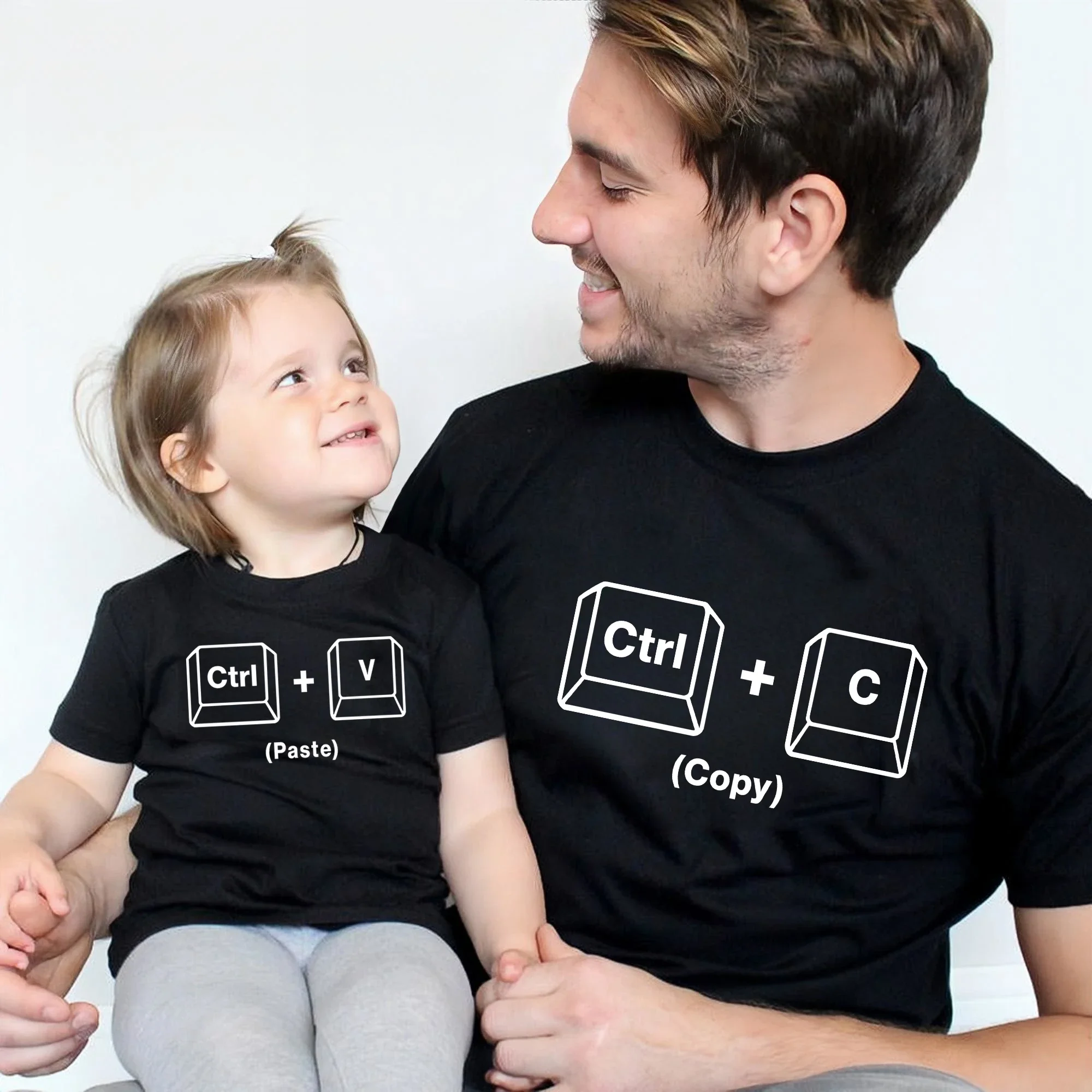 Ctrl+C Ctrl+V Family Matching Clothes Funny Cotton Family Look Daddy Mommy and Me Kids Shirt Baby Bodysuit Father\'s Day Gift