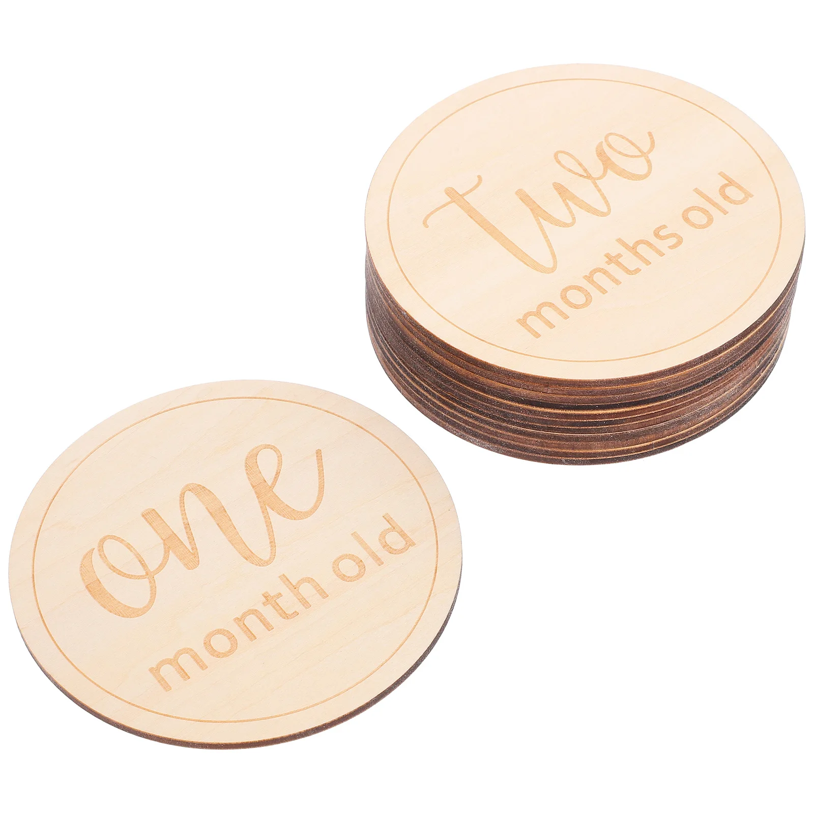 

12 pcs Wood Monthly Milestone Cards Round Discs for Photo Prop Baby Room Decor Newborn Gift Wooden Markers Baby Growth Memorials