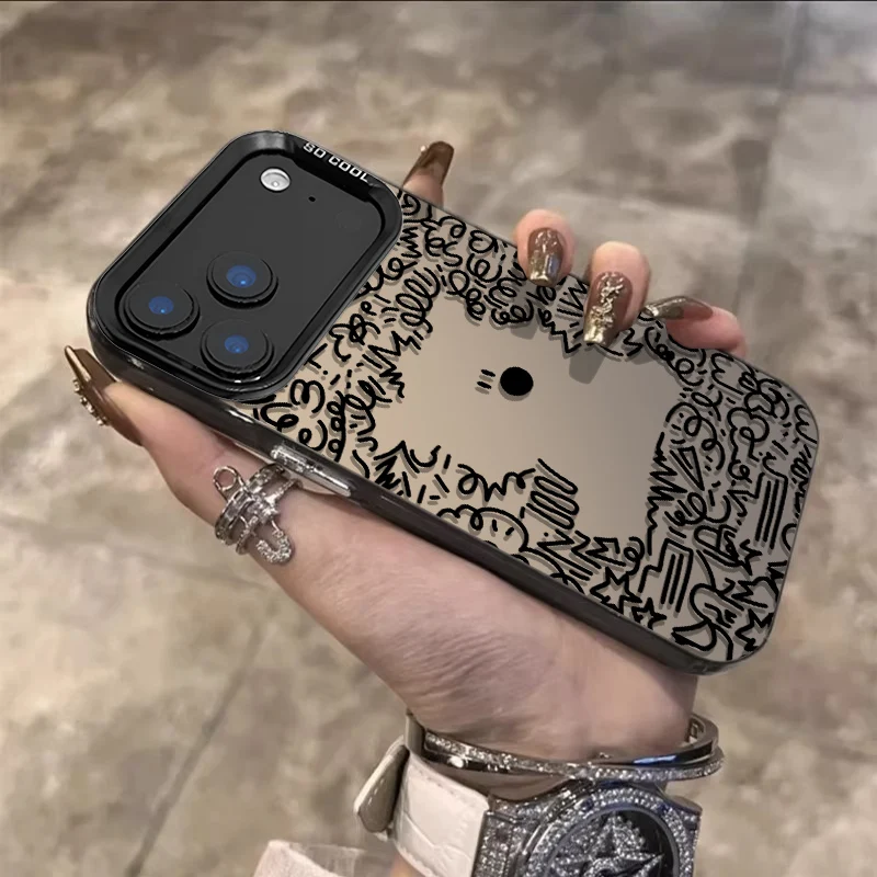 الإبداعية خط جرو نمط جراب هاتف آيفون 17 16 15 14 13 12 11 برو ماكس 17 برو XS XR زائد الصلب PC الليزر IMD ماتي غطاء