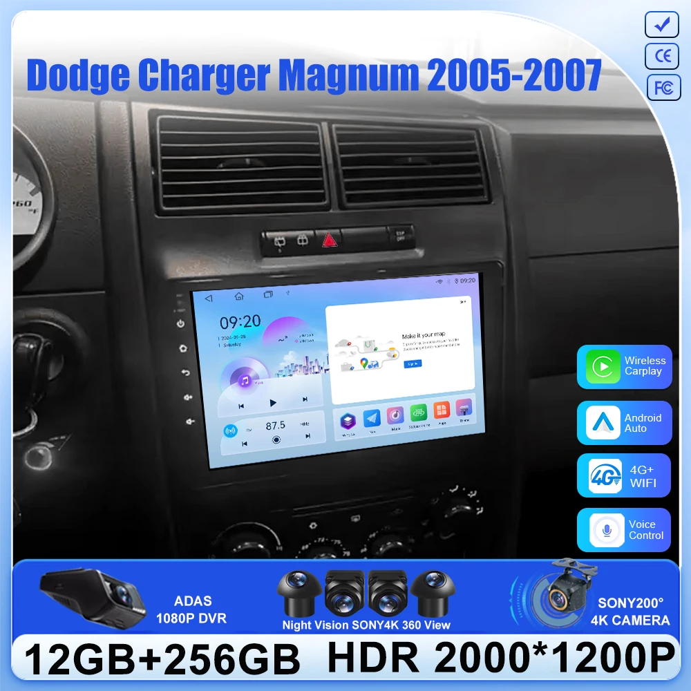 Android 16 For Dodge Charger Magnum 2005-2007 BT Car Radio Multimedia Video Player Car Monitor GPS Player Screen TV WiFi 7862CPU