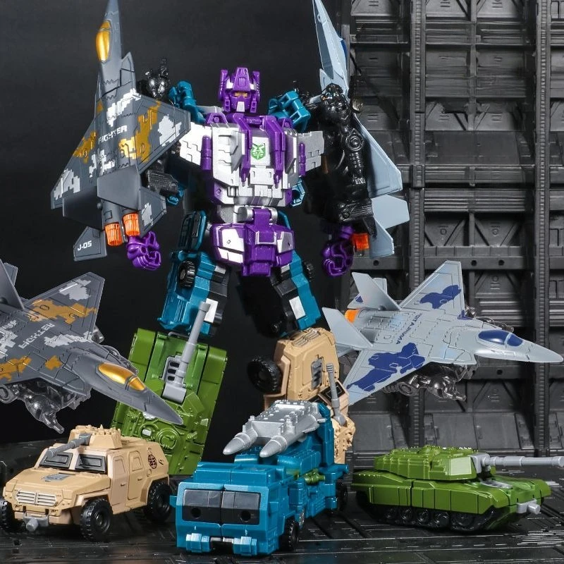 9.  45'' 24cm/5 w 1 Robot Transformujący się Figurka Akcji Model Plastikowy Robot Motyw Militarny Seria Zabawek Prezent dla Dzieci