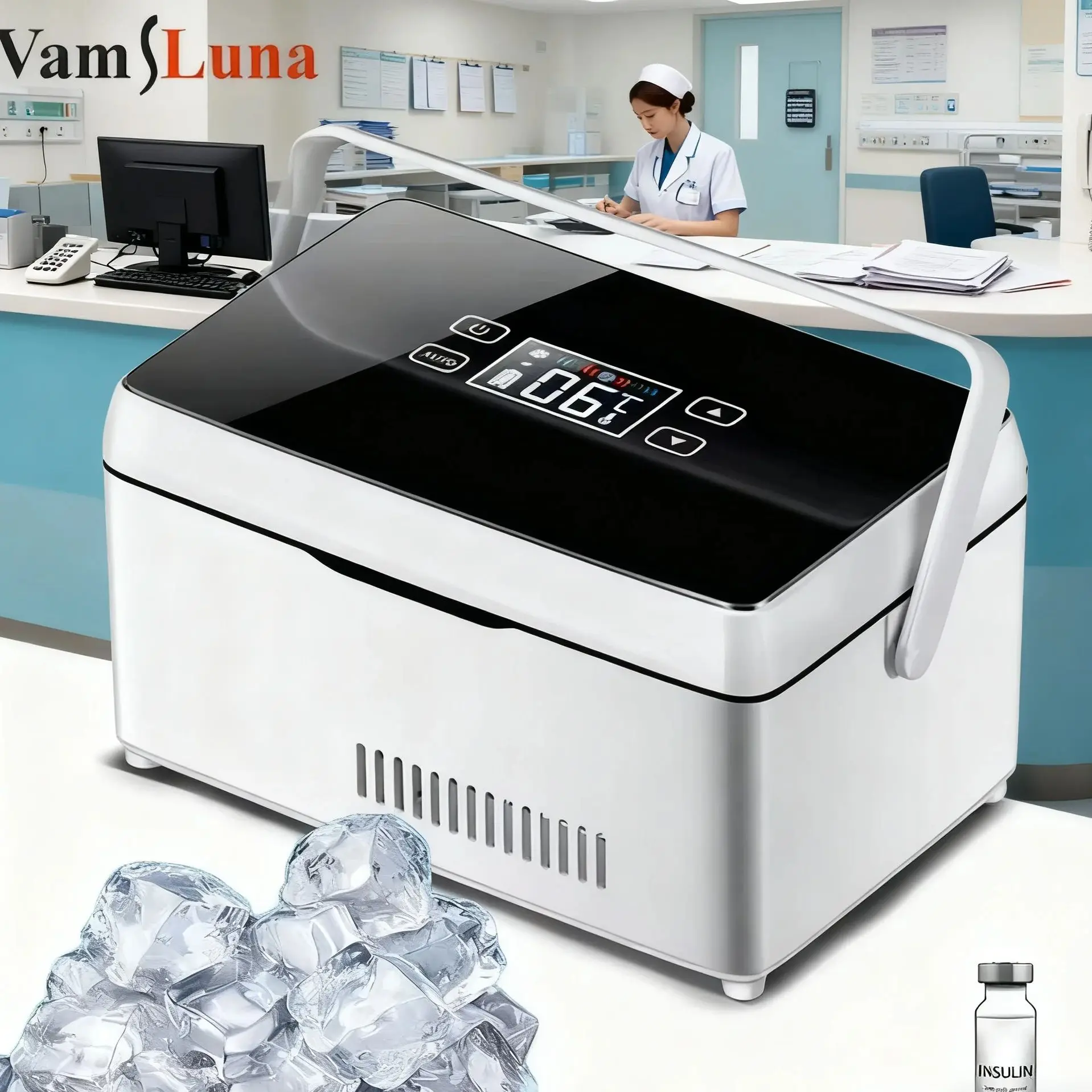 

Insulin Cooler Case USB Mini Refrigerator Portable Insulin Cooler Box Car Cool Box with Handle Drug Medicine Cold Box with Alarm