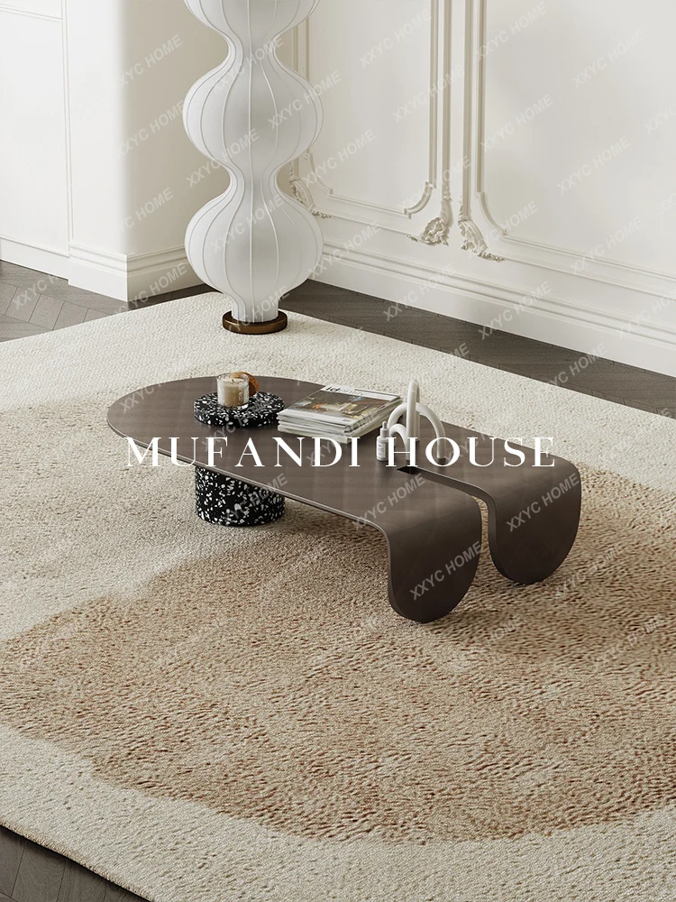 

Итальянский роскошный современный домашний зеркальный металлический матовый Овальный чайный столик