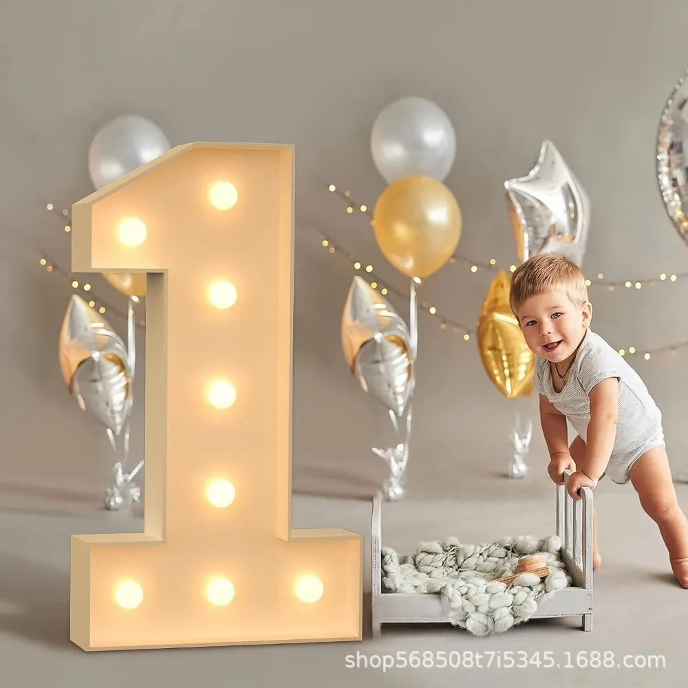 

3D KT Board Birthday LED Light-Up Mosaic Digital Frame Party Scene Setup Vintage Decor