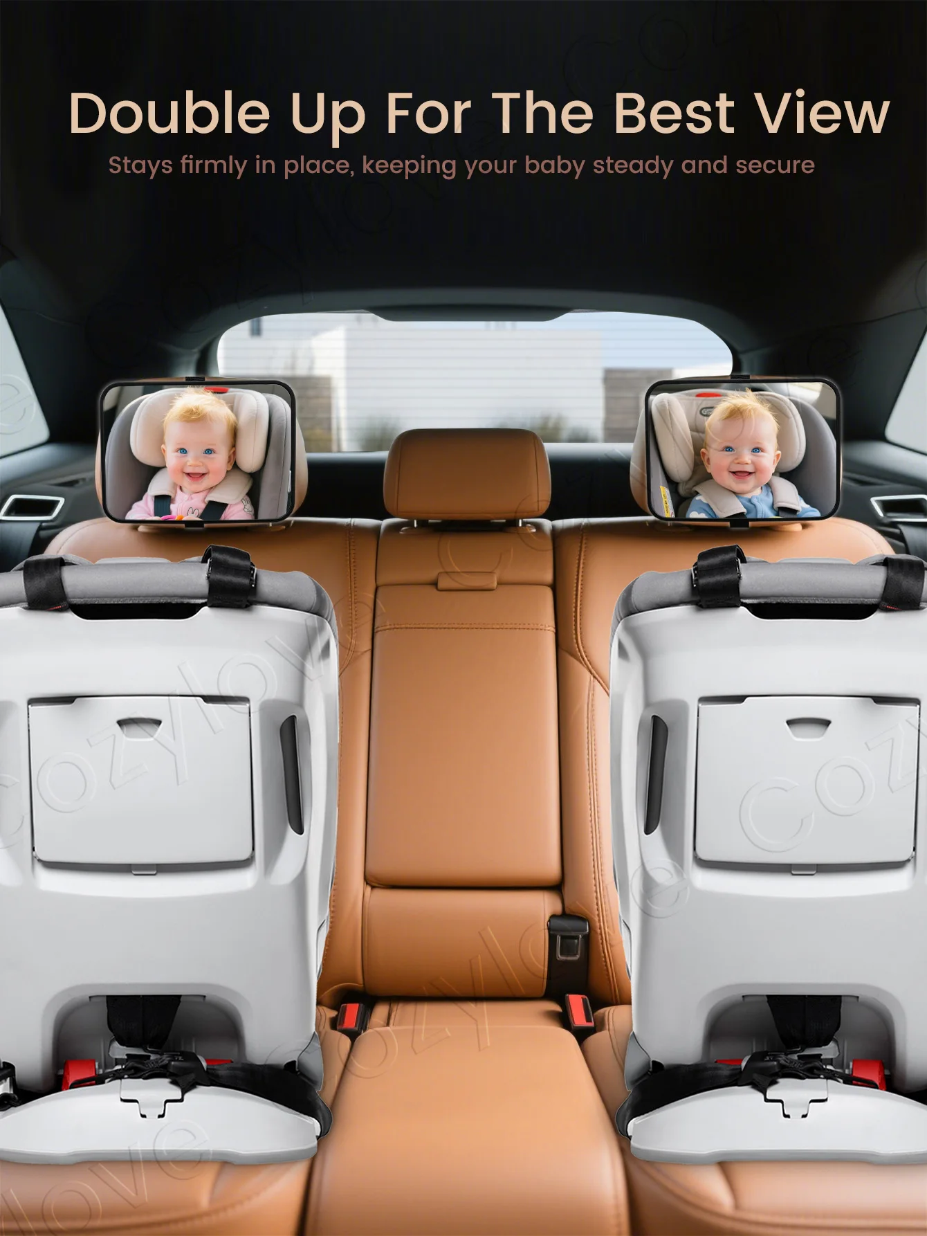 Baby-Auto-Spiegel-Set: 2 Stück oder 1 Stück + Aufkleberoptionen, bruchsichere Weitwinkel-Kopfstützenhalterung für eine klare Rückansicht