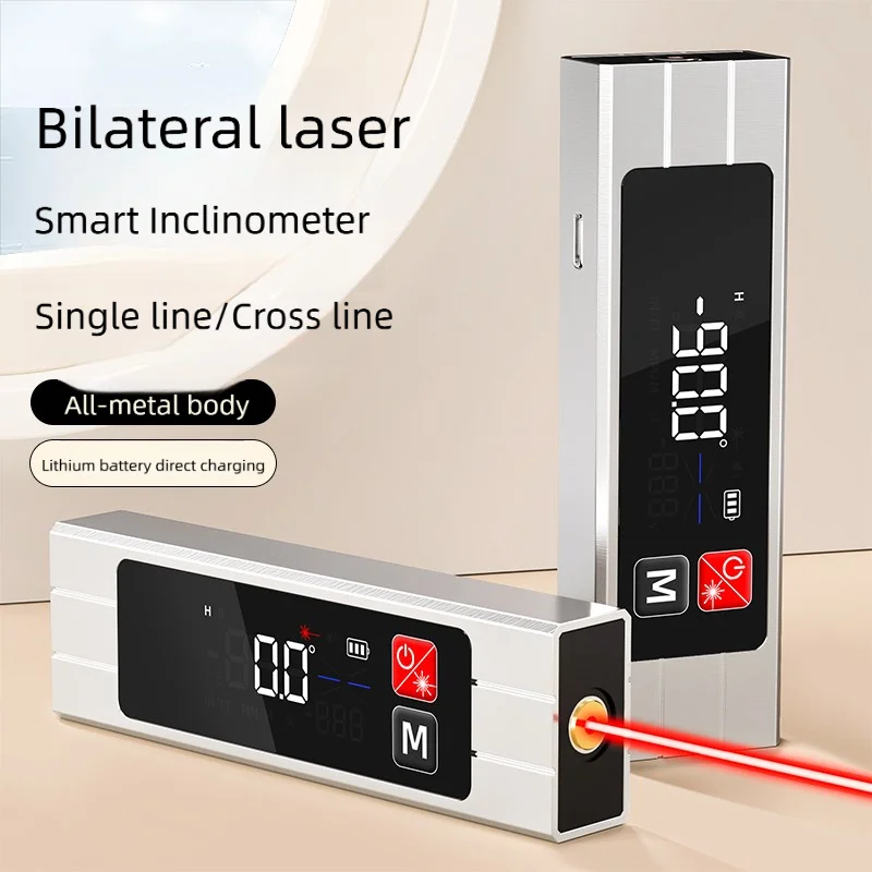 Laser Level Dual-Axis Angle Gauge Type-C Dual Laser Angle Ruler Protractor Digital Inclinometer Measuring Tool Protractor