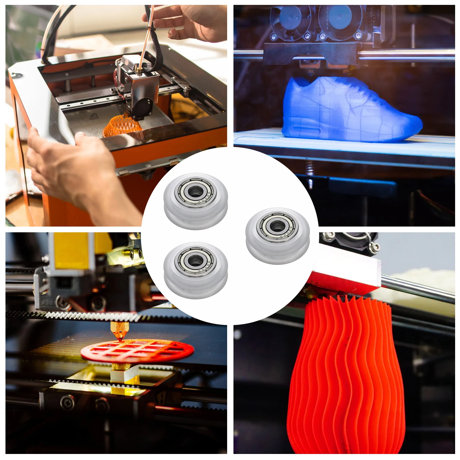 

3Pcs 3D Printer Parts V Groove Pulley Clear Plastic Roller Wheel for Printer and Cnc Equipment Wear Resistant Rust Proof Passive