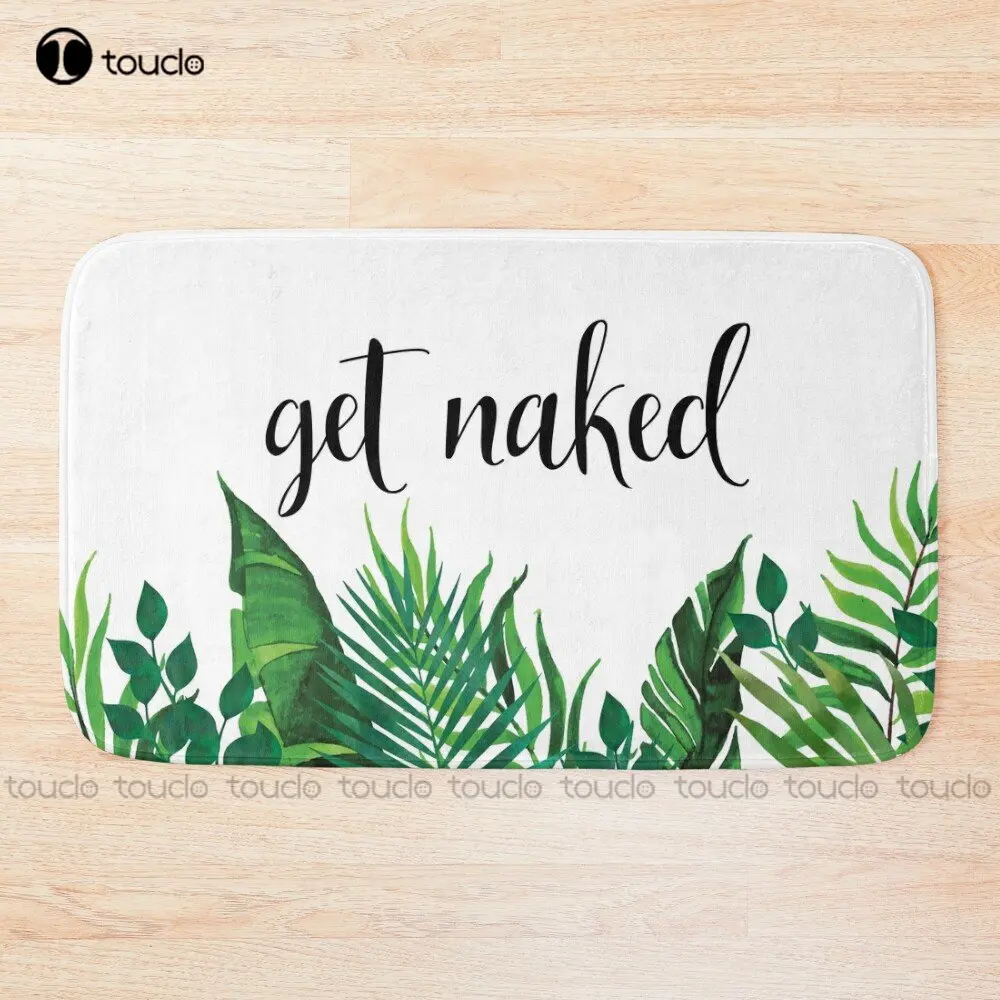 Get Naked, Tropical Jungle, Fun Bathroom Art Bath Mat Cute Bathroom Mat