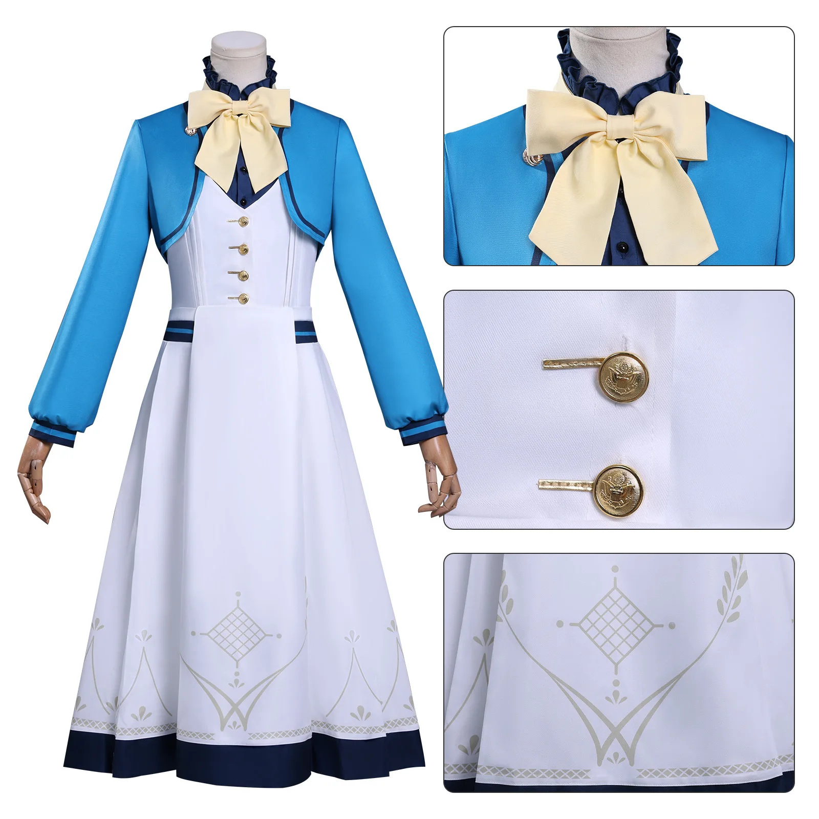 

Anime Silent Witch Monica Everett Cosplay Costume Monica Cosplay Coat Dress Vest Bow Tie Full Set For Women Girls