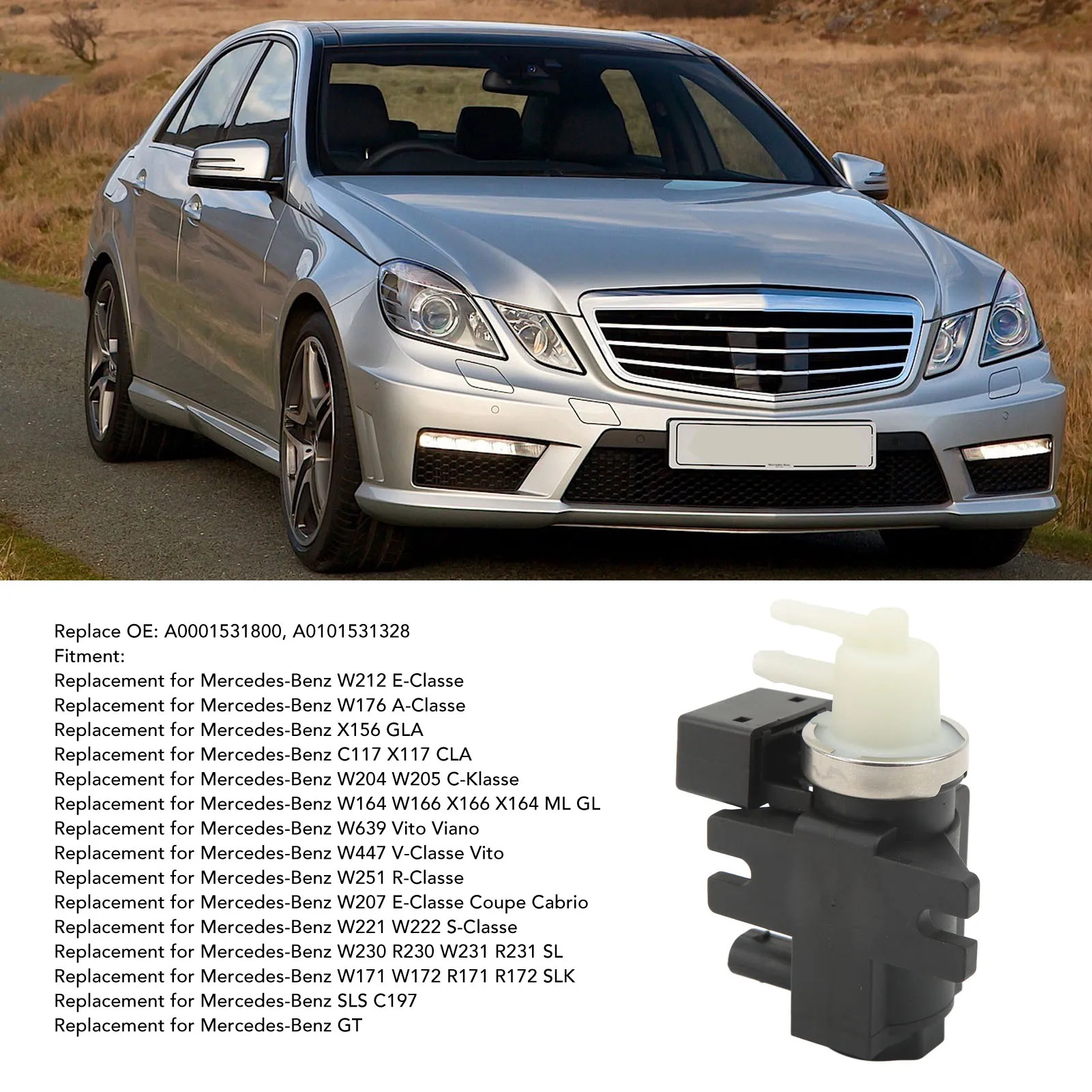 Solenoid Valve Pressure Converter A0101531328 Replacement For Mercedes‑Benz W212 W176 X156 C117 X117 GLA