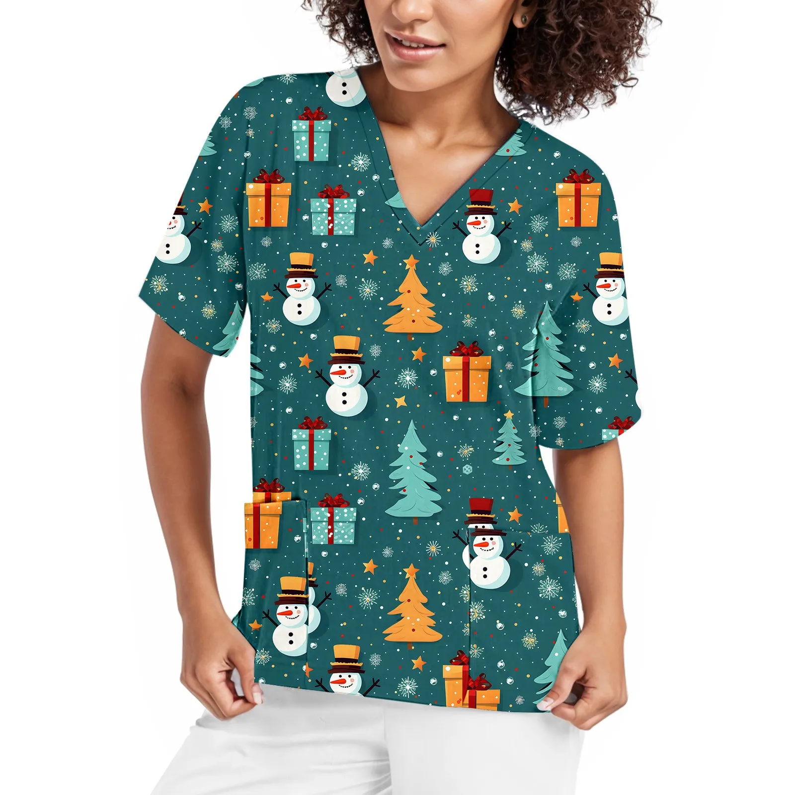 Uniforme médico quirúrgico con estampado navideño Para Mujer, Uniforme De Enfermera, Uniforme De Enfermera, Uniforme Para Mujer