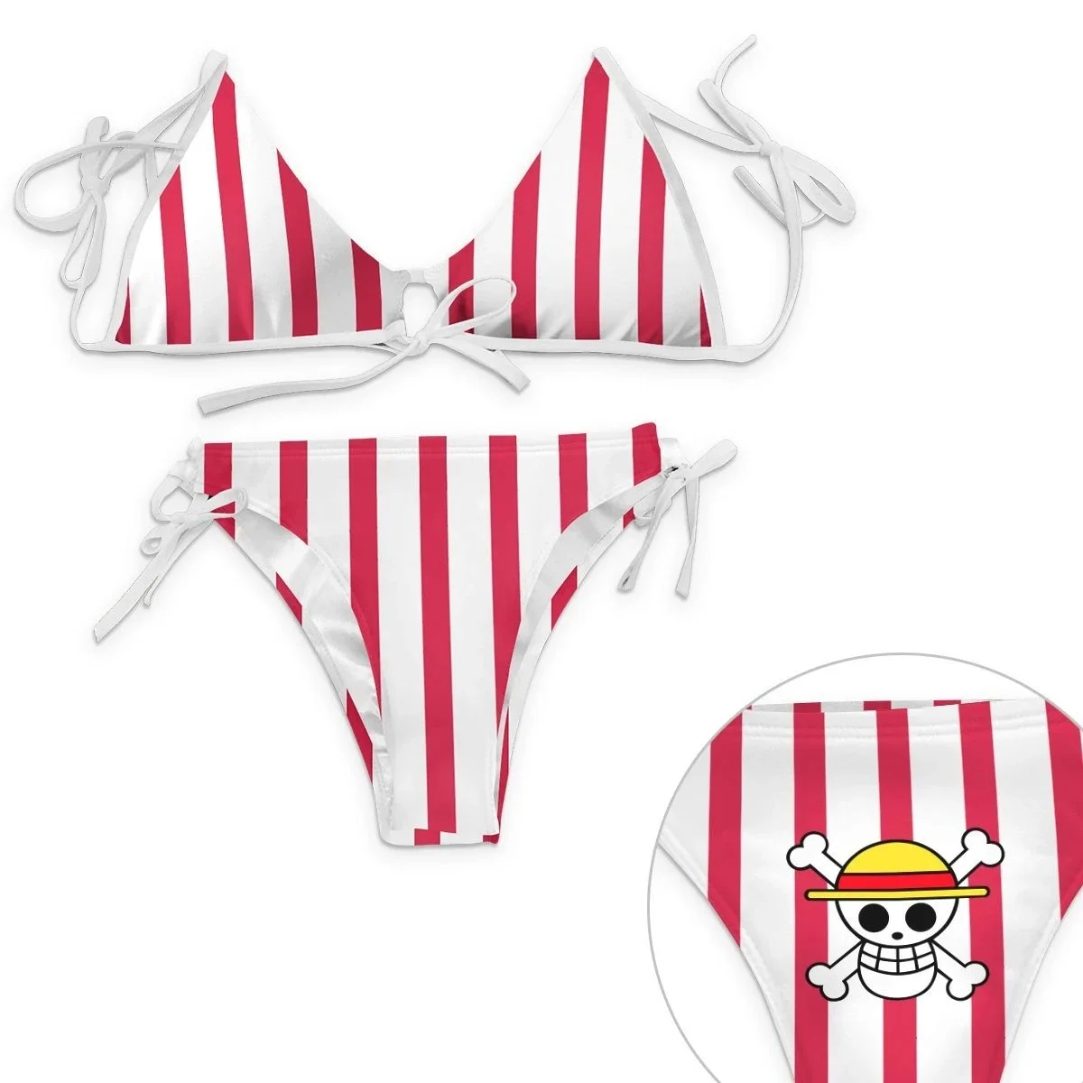 2023 Anime słomkowy kapelusz chłopiec Luffy rysunek modny strój kąpielowy Anime peryferyjne letnie bikini wakacje na plaży chłopak dziewczyna prezent