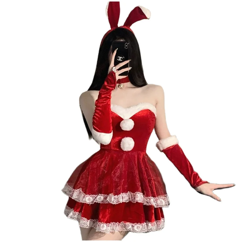 New Christmas Costume Live Streaming Host Uniform Seduction Sexuality Maid Costume Cosplay New Year Christmas Costume