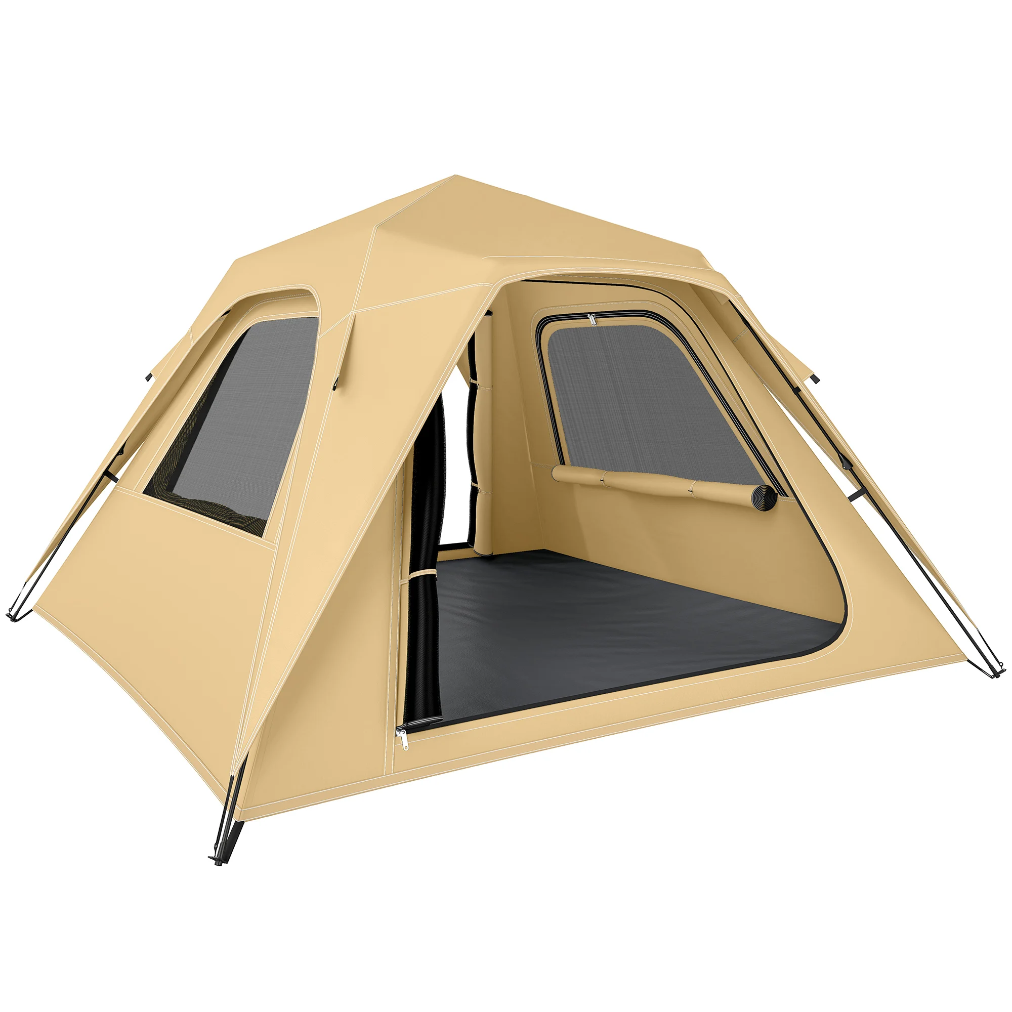Outsunny Tienda de Campaña Pop Up impermeable 3000 mm 2-3 personas, caqui.