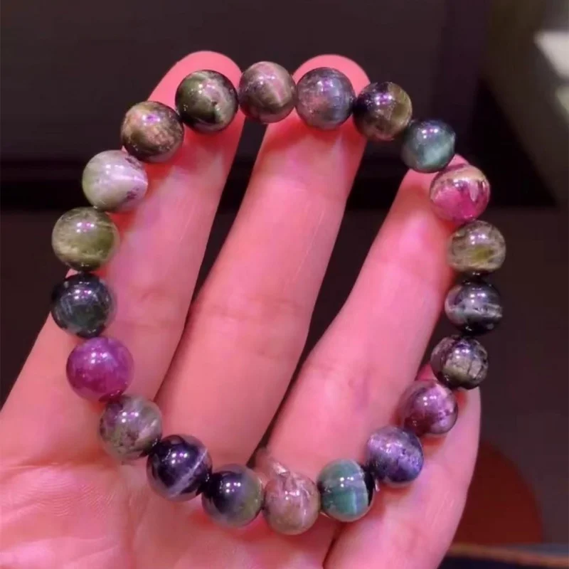 Natural Tourmaline Rainbow First-Line Cat's Eye Bracelet