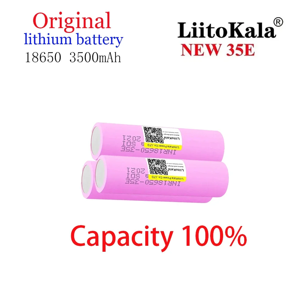 Original genuine product LiitoKala INR18650 35E 3.7V 3500mAh 20A discharge, lithium-ion rechargeable battery, for flashlights