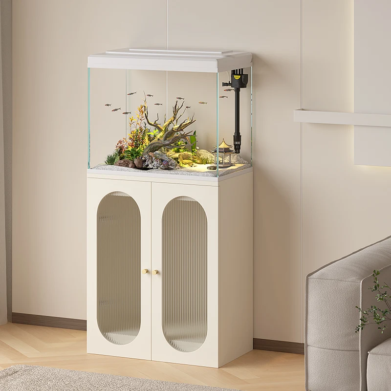 

Nordic Creative Luxury Goldfish Aquarium with Cabinet Filter Super Clear Glass Medium Household Living Room Aquascape FYFT​