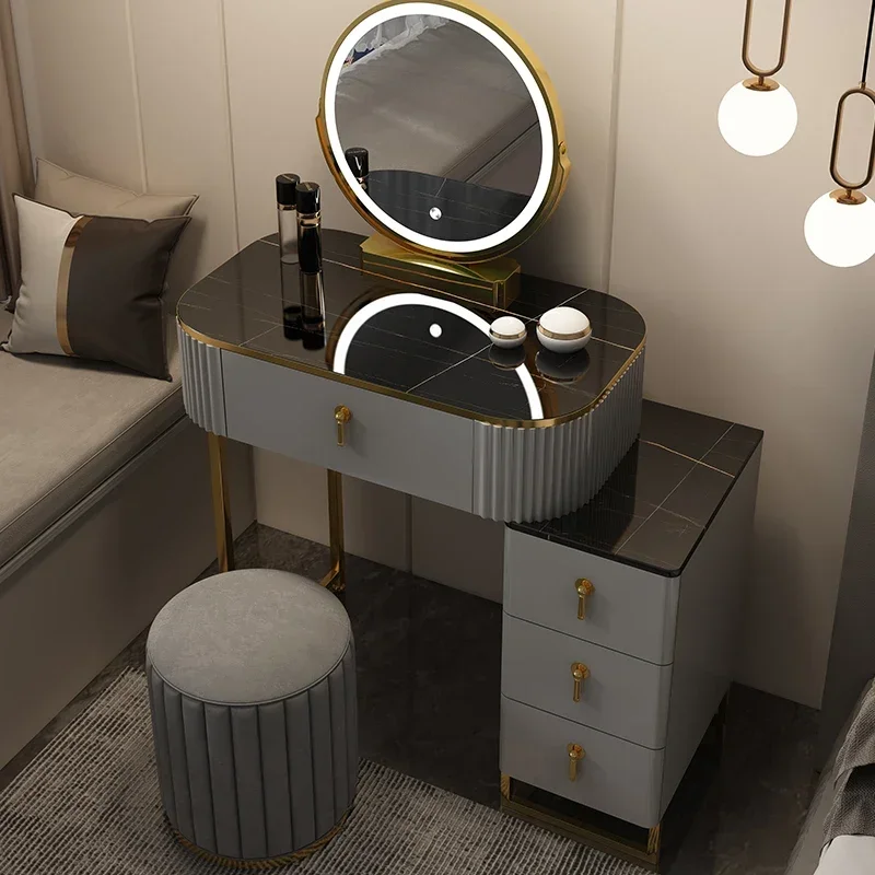 Vanity Dressing Table Nordic Mirror Drawers Console Computer Organizer Coffee Tables Storage Toaletka Z Lustrem Home Decoration