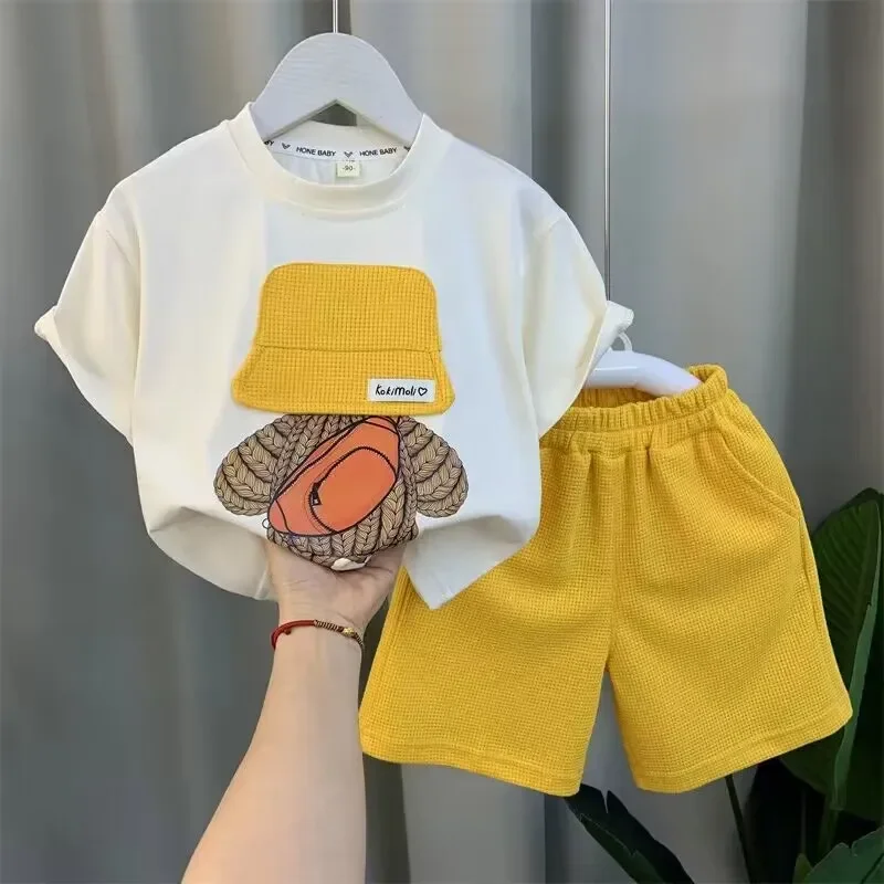 

Children's Clothing Boys' Summer Set 2024 New Children's Baby Short Sleeve T-shirt Shorts Two Piece Set