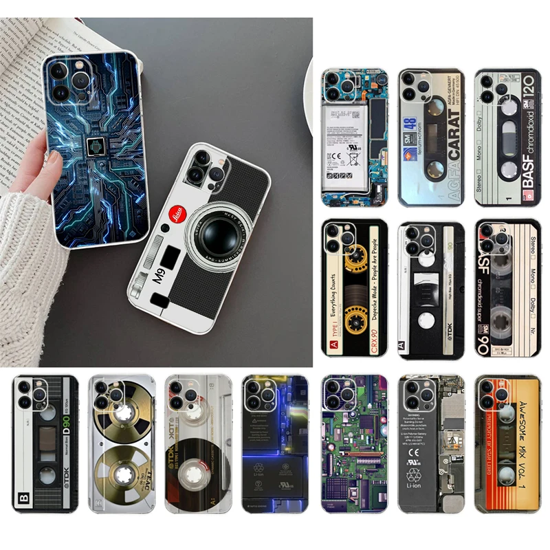 

Phone Case For iphone 17 Pro Max Air 16 15 14 13 Pro Max 15 16 Pro 15Plus Retro Cassette Tape Battery