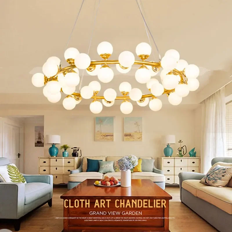 Kitchen Island Pendant Lights 15 25 45 Heads Chandelier Magic Bean Glass Ball G4 Led Pendant Lamp Molecular Cocina Accesorio