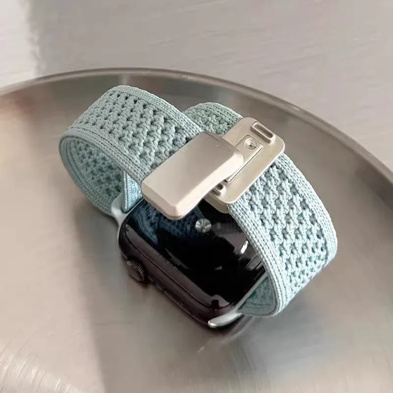 Braided Band For Apple Watch Strap 40mm 44mm 45mm 46mm 49mm 41mm 38 Magnetic Nylon Bracelet iWatch series se 7 6 8 9 10 Ultra 2