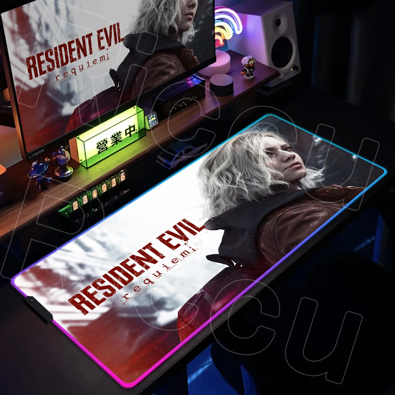 

RGB XXL HD Resident Evil Requiem Mouse Pad Expand LED Desk Mat Large Non-slip Keyboard Ergonomic Office Rubber PC Accessories