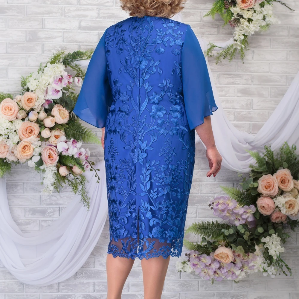 Robe d'Été en Dentelle Florale pour Femme, Tenue de Soirée Élégante, Coupe Cintrée, Grande Taille 3XL, 4XL, 5XL