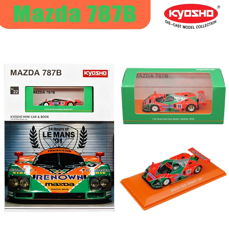 Kyosho 1/64 787B GINNER 1991 # 55 Vehículo de motor de aleación de juguete, colección de modelos de metal fundido a presión, regalos de Navidad para niños