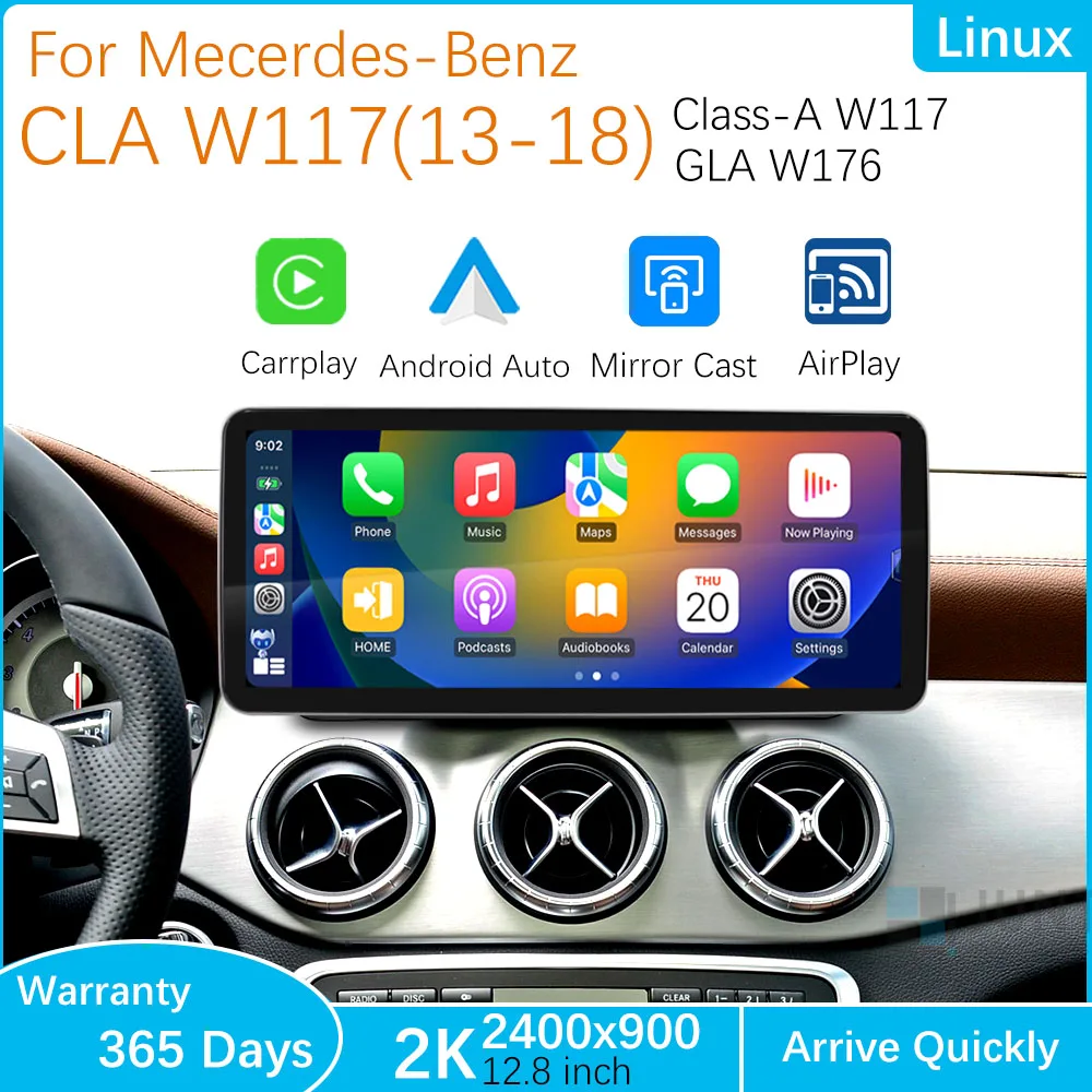 Linux Multimedia CarPlay Android Auto Touch Screen Player for Meceides-Benz CLA W176 GLA X156 Class A W117 2013-2018