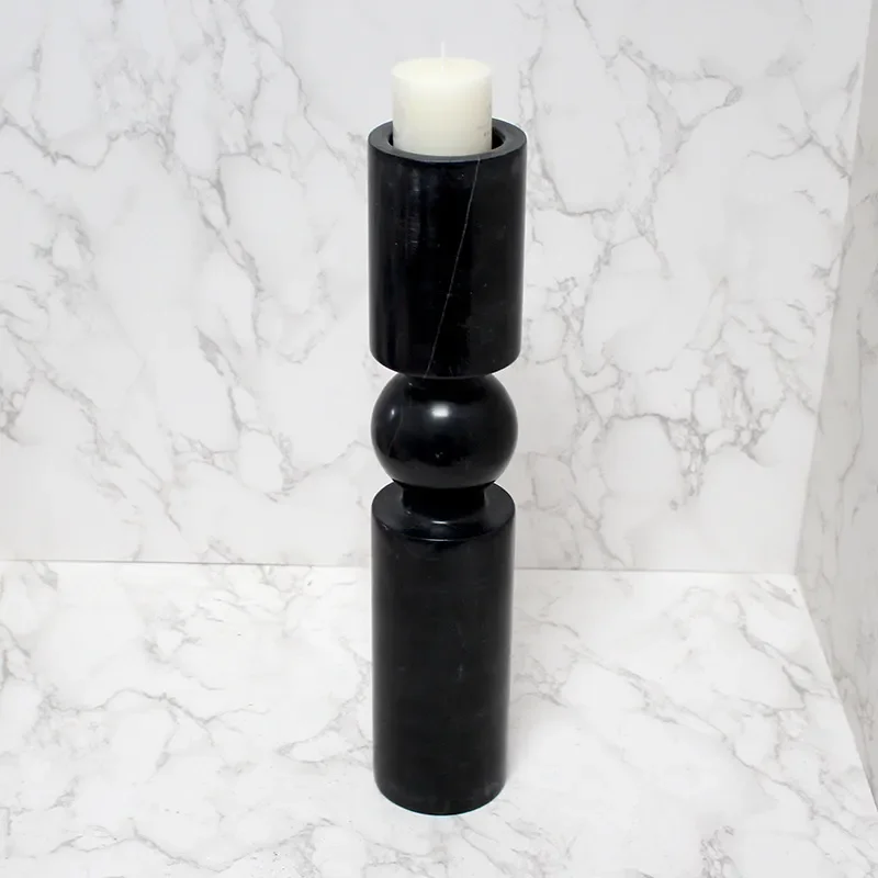 Modern Black Marble Candle Holder Luxury Home Decor Living Room Table Centerpiece Ornament for Wedding Party Decoration Gift