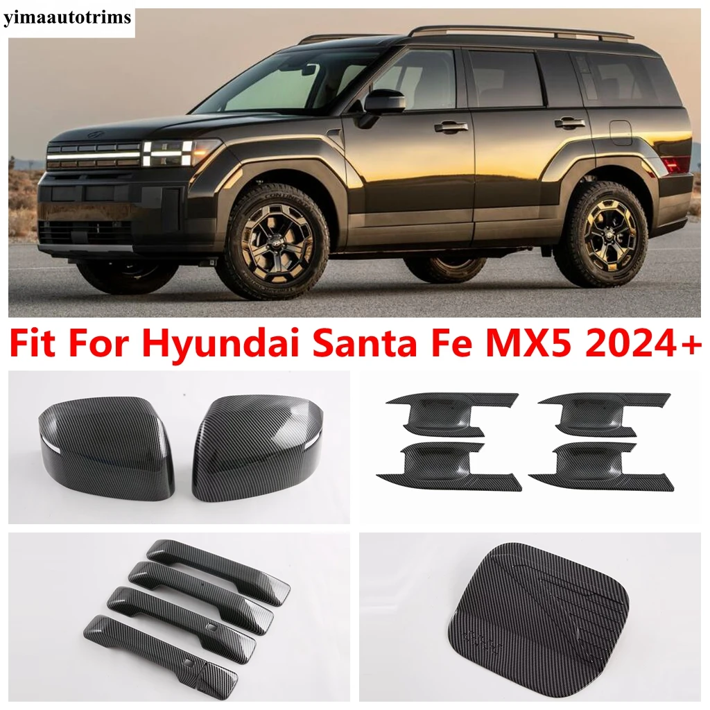 

Door Handle Bowl / Rearview Mirror Cap / Fuel Oil Tank Cover Trim Carbon Fiber Accessories For Hyundai Santa Fe MX5 2024 2025