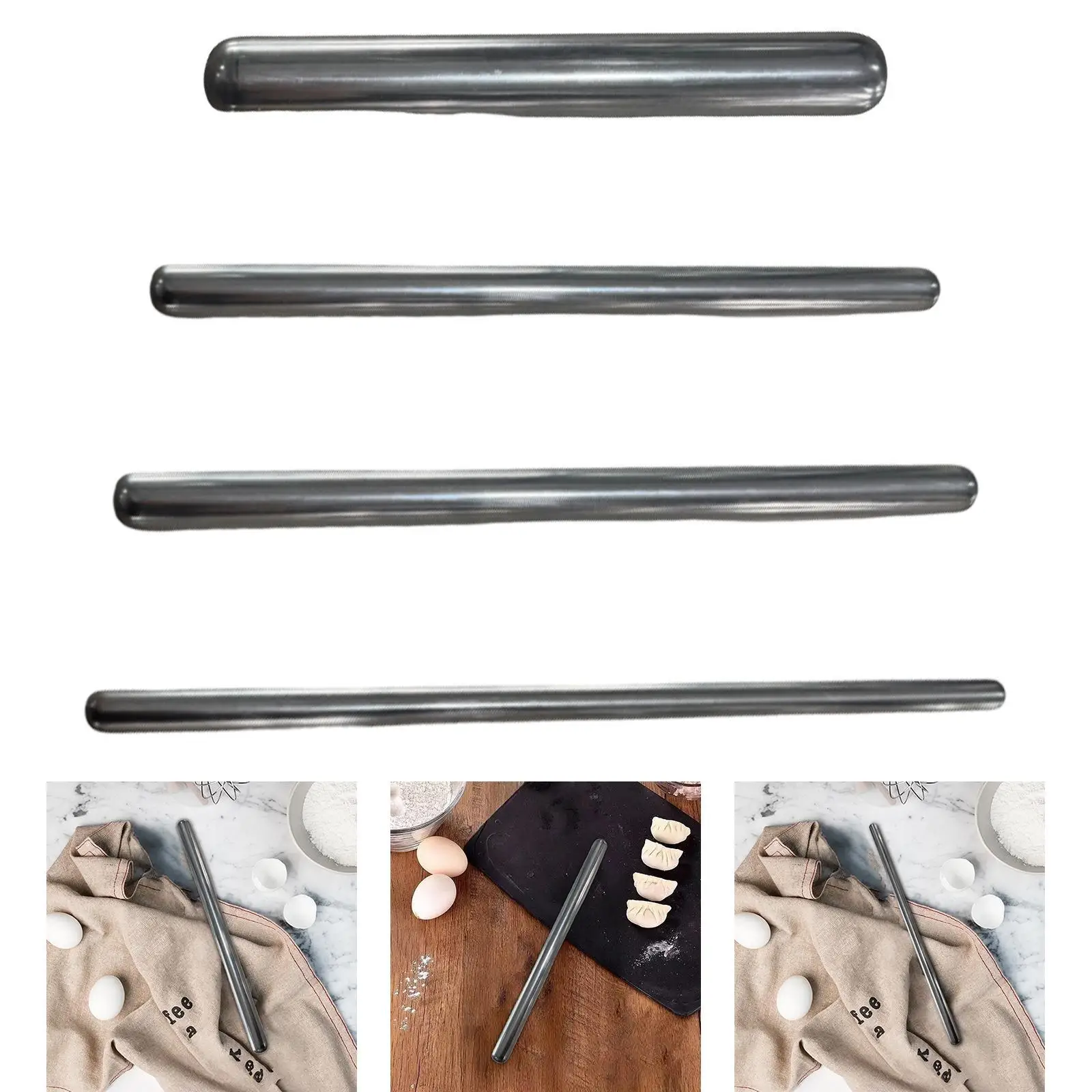 Stainless Steel Rolling Pin Nonstick Professional Gift Practical Easy to Clean Dough Roller for Cookie Bread Dough Pie Pasta