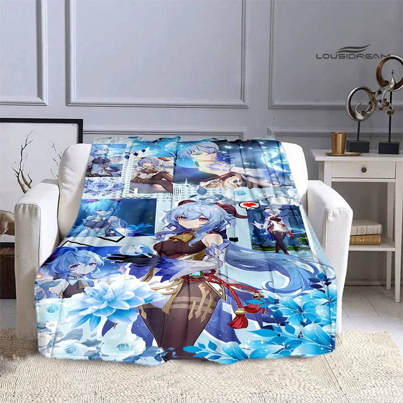 Genshin game cartoon print blanket flannel soft and comfortable blanket sofa bed must-have blanket for birthday gift