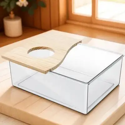 

1Pcs Durable Acrylic Hamster Sandbox Chinchilla Bath Simple Design Smooth Surface Pet Bathing Tub Chinchilla Dust Bath
