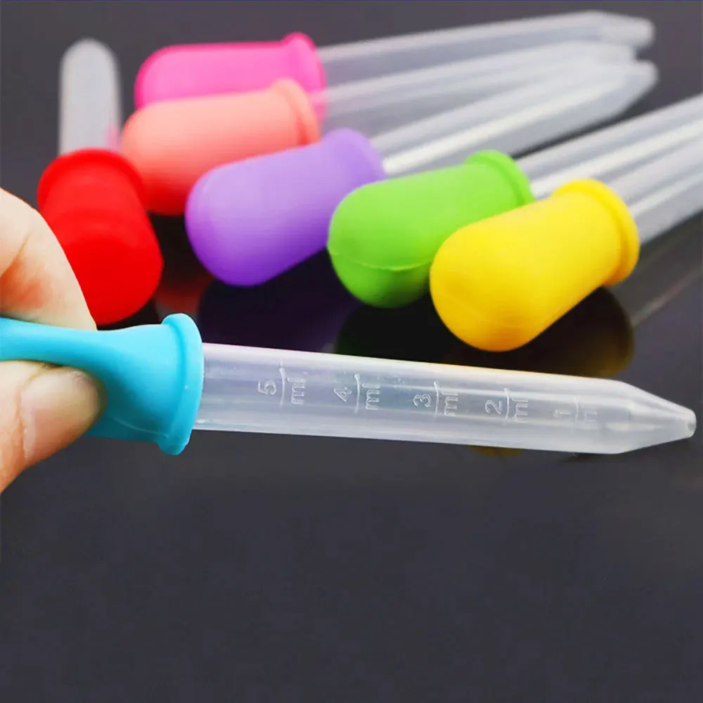 JCD 5ml Small Silicone Plastic Pipette Dropper Feeding Medicine Liquid Eye Ear Pipette Dropper School Lab Experiment Supplies