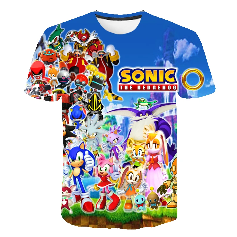 Japan Cartoon Sonic T-shirt Children's T-shirt Summer Dragon Ball Sonic Boys Cartoon Cute Top T-shirt Short sleeved