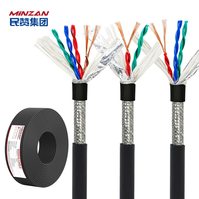 High Flexible Twisted Pair Shielded Cable 2/4/6/8/10/12/16 Cores TRVVSP 24/22/20/18/17/15AWG PVC Flame Retardant Shielded Wire