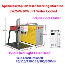 10W JPT Ultraviolet Ray Purple Cold Light 355NM 5W UV Laser Marking Machine With Cool Chiller For Universal Stuff Crystal Glass