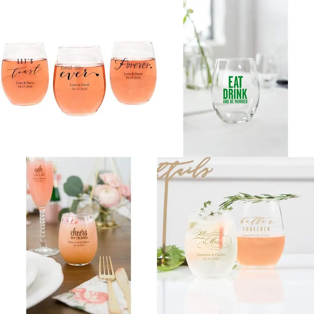 

Персонализированный набор из 36 бокалов для вина без ножек на 9 унций для свадеб и мероприятий